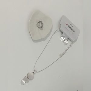 NWT- Liz Claiborne silver color necklace & earring set -FREE ring with purchase